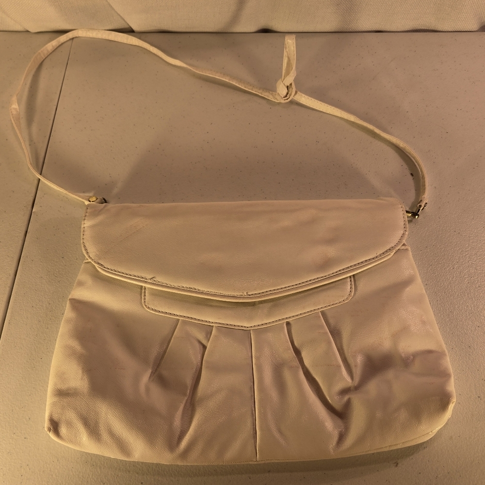MCI White Leather Womens Handbag Purse With Strap